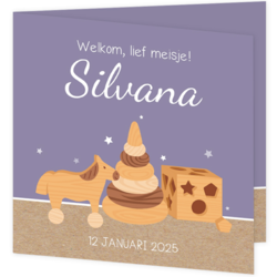  Geboortekaart Silvana - Speelgoed van hout